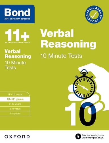 Bond 11+ 10 Minute Tests Verbal Reasoning 10-11 years: For 11+ GL assessment and Entrance Exams Frances Down, Bond 11 9780192778420 book cover