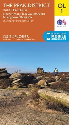 The Peak District: Dark Peak Area - OS Explorer OL01 (Sheet map, folded) Ordnance Survey 9780319263655 book cover