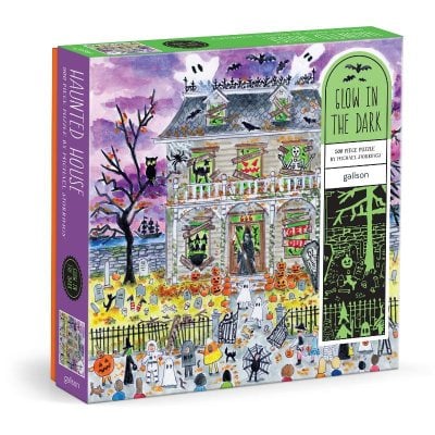 Michael Storrings Haunted House 500 Piece Glow in the Dark Puzzle (Jigsaw) Galison 9780735386129 book cover