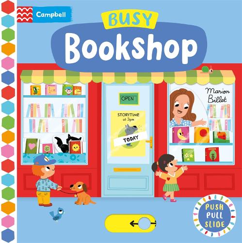 Busy Bookshop: A Push, Pull, Slide Book - Campbell Busy Books (Board book) Marion Billet 9781035056187 book cover