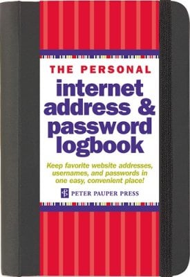 Internet Address Password Log Black Inc Peter Pauper Press 9781441303257 book cover