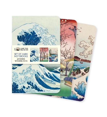 Japanese Woodblocks Set of 3 Mini Notebooks - Mini Notebook Collections Flame Tree Studio 9781787559103 book cover