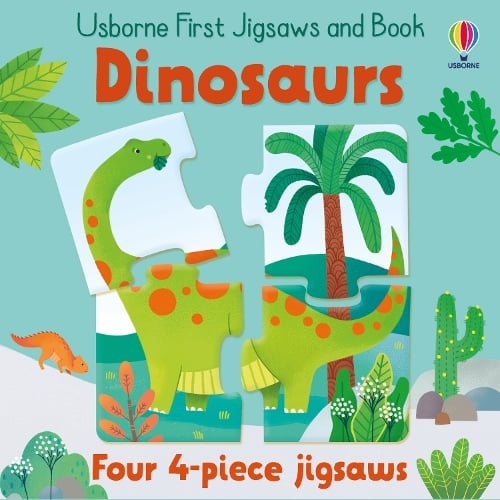 Usborne Dinosaur 4Pc Jigsaw - Usborne First Jigsaws and Book (Jigsaw) Matthew Oldham, Elisa Ferro 9781801313605 book cover
