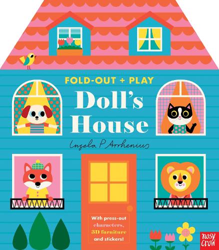 Fold-Out + Play: Doll's House: Build your own 3D house with interactive play pieces and stickers (Board book) Ingela P Arrhenius 9781805133551 book cover
