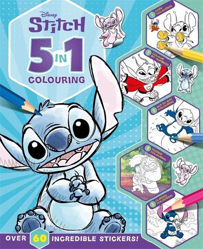 Disney Stitch: 5 in 1 Colouring - With dot-to-dot, colour-by-numbers, copy colouring, and more! Walt Disney 9781835447475 book cover