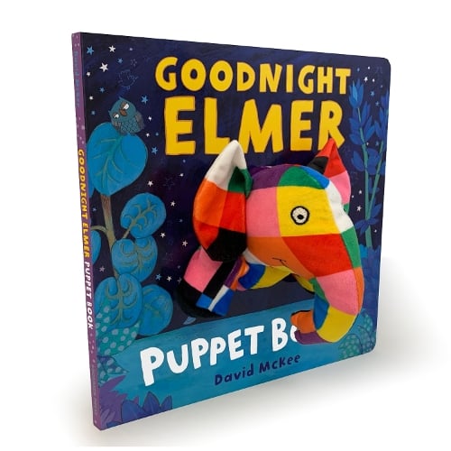 Goodnight, Elmer Puppet Book (Board book) David McKee 9781839133053 book cover