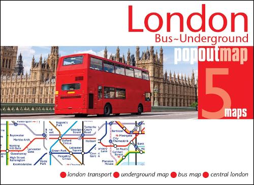 London Bus and Underground PopOut Map: Pocket-size, pop up map showing London's bus network and entire tube network - PopOut Maps (Sheet map, folded) PopOut Maps 9781917131148 book cover