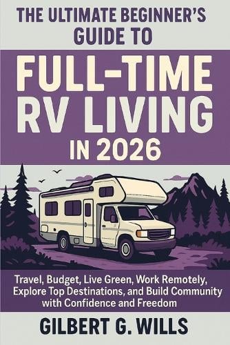 The Ultimate Beginner's Guide to Full-Time RV Living in 2026: Travel, Budget, Live Green, Work Remotely, Explore Top Destinations, and Build Community with Confidence and Freedom Gilbert G Wills 9798267127608 book cover